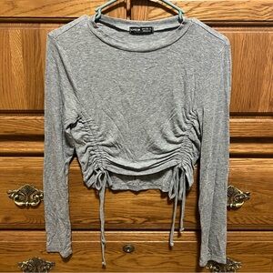 SHEIN Gray Ruched Crop Top